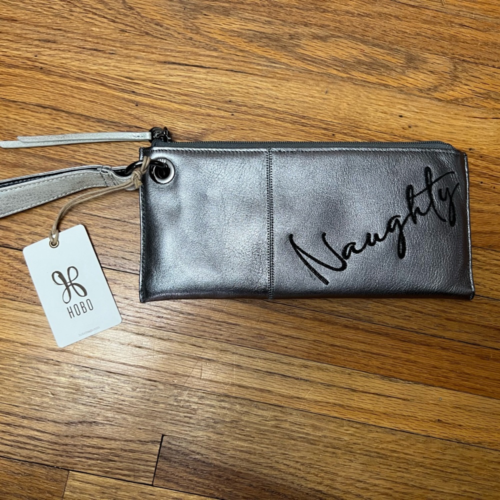 HOBO Vida Bag Naughty/Nice Clutch Handbag Purse Hand Bag Silver Grey - NWT